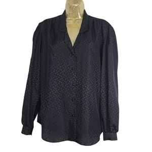 Vintage Laura Mae Blouse‎ Sheer Black sz 16